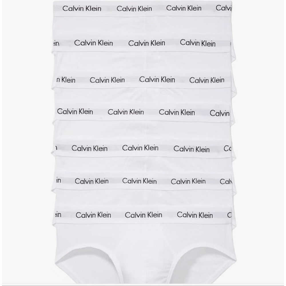 7-Pack Calvin Klein Mens Hip Briefs White Logo Waistband NB3356 901 Size M